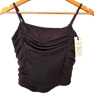 ADREAMLY Black Ruched Women's Bustier Top Size Small NWT